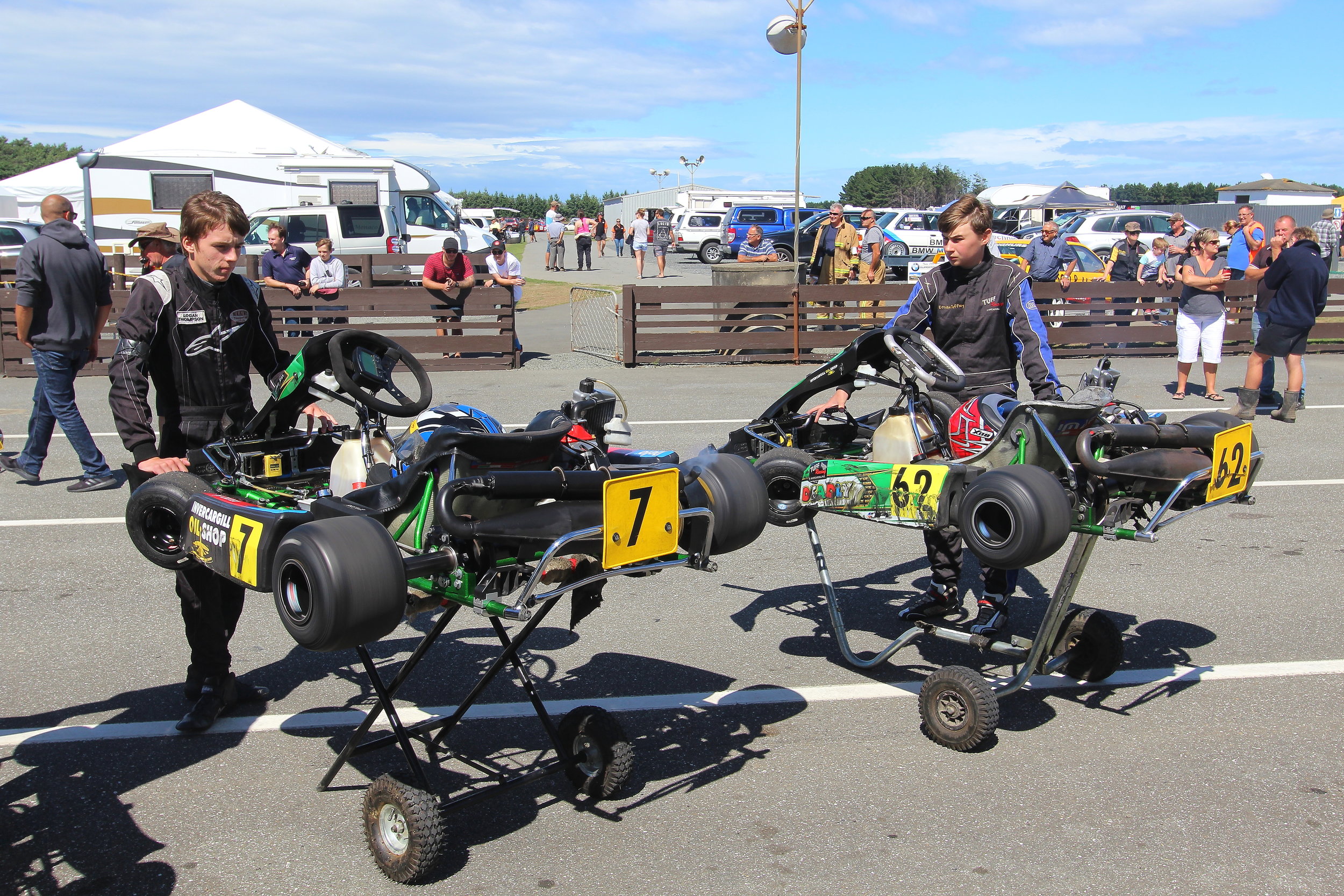  Kartsport Southland members geared up for the big track in lunchtime displays on both days 